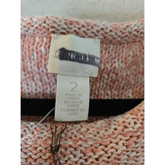 NWT Chico's Pink Space Dye Metallic Shimmer Knit Pullover Sweater Womens Sz 2 LG - Picture 9 of 9